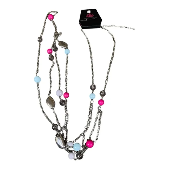 Paparazzi Necklace Silver Pink Light Blue White Accessories Compete your Look - Picture 1 of 10